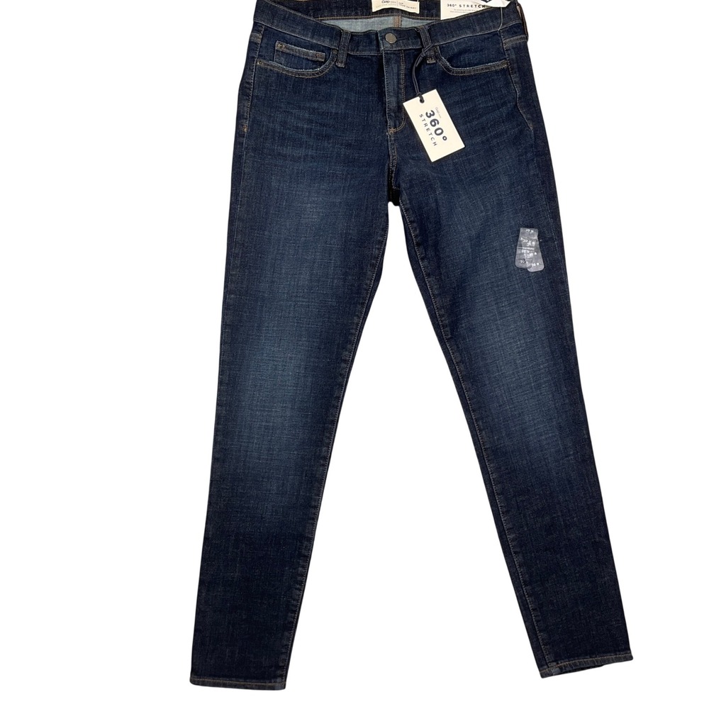 GAP 1969 Jeans Womens 30R Dark Blue Crosshatch 360 Stretch True Skinny Tapered